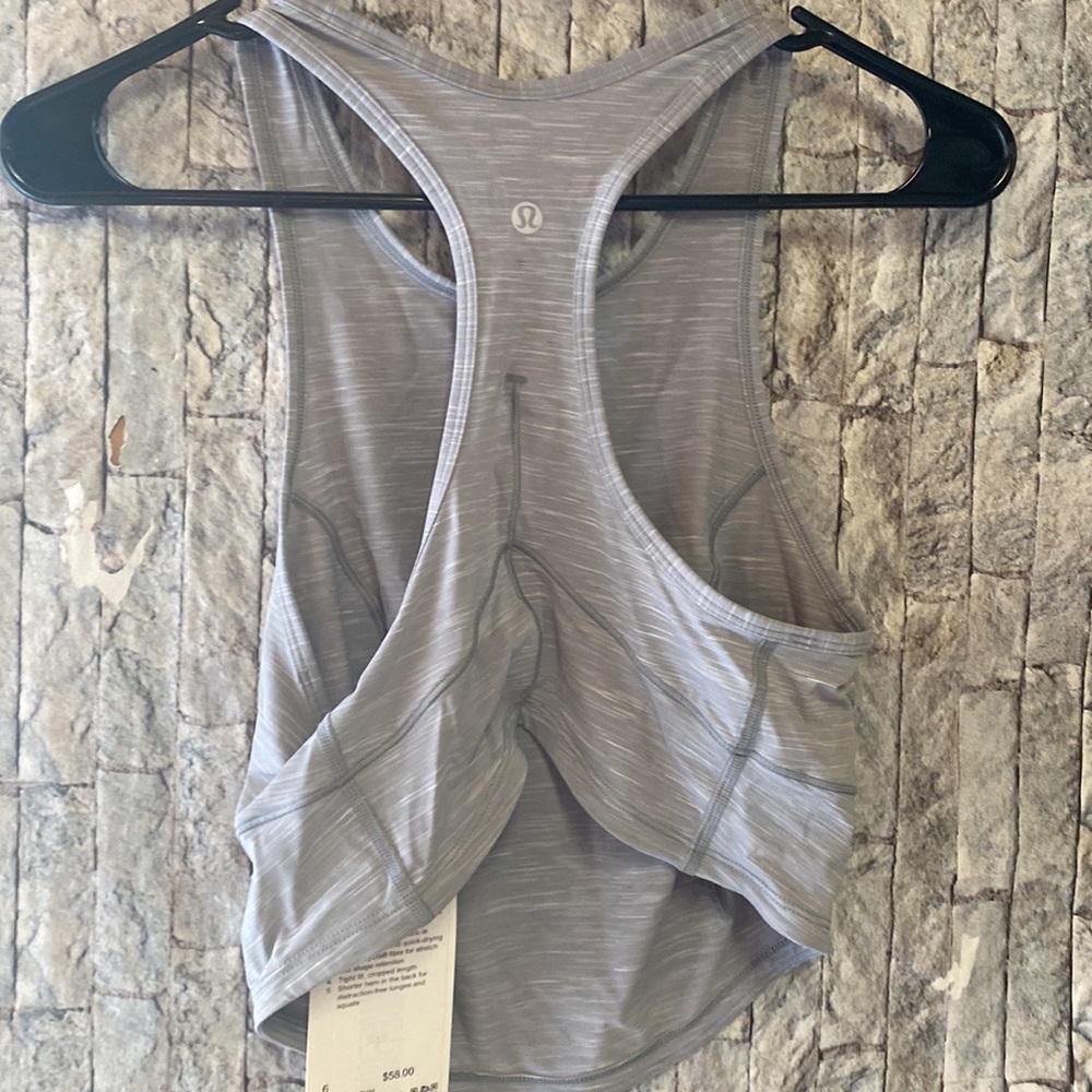 Lululemon Power Thru Tank Top Heathered Rhino Grey 6